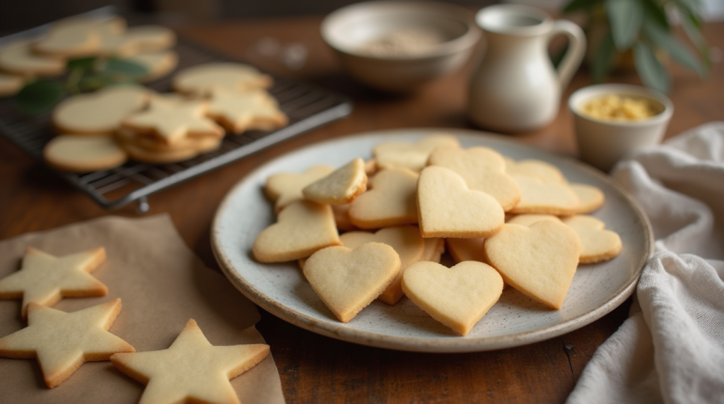 a warm inviting kitchen scene featuring a plate of perfectly baked sugar cookies arranged neatly on 95kn288jq8bx3dsk2cjm 3