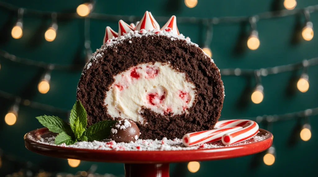 Easy Chocolate Peppermint Ice Cream Cake Roll for Holidays