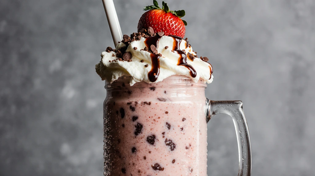 Easy Thick Strawberry Chocolate Chip Milkshake Recipe